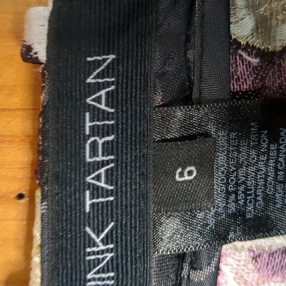 PINK TARTAN* Made in Canada faux back pkt w/ belt loops brocade pants - Picture 4 of 9